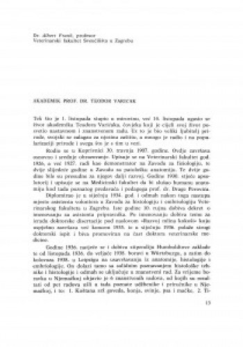 Akademik prof. dr Teodor Varićak / A. Frank