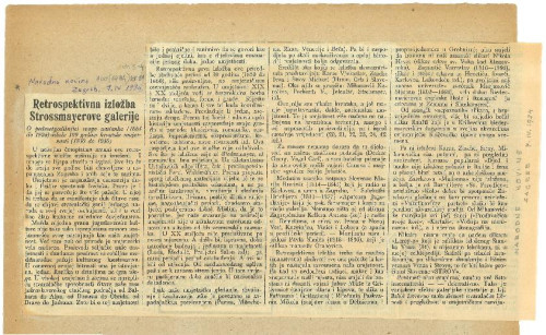 Retrospektivna izložba Strossmayerove galerije : o pedesetgodišnjici svoga nastanka (1884 do 1934) izlaže 100 godina hrvatske umjetnosti (1830 do 1930) / Ivo Franić