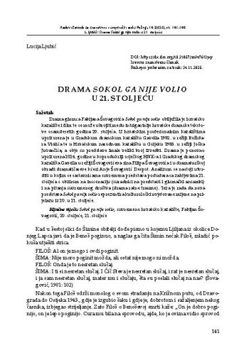 Drama Sokol ga nije volio u 21. stoljeću / Lucija Ljubić