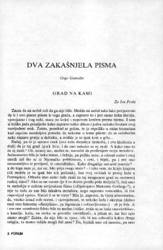 Dva zakašnjela pisma / Grgo Gamulin