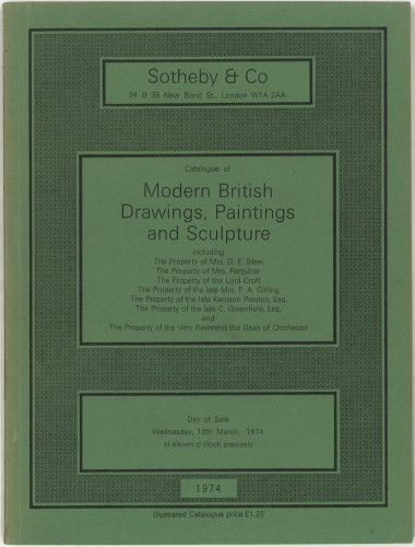 Catalogue of modern British drawings, paintings and sculpture ... : day of sale, Wednesday, 13th March, 1974 ... / Sotheby & Co.