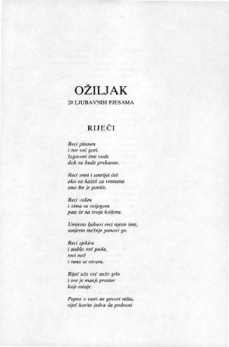 Ožiljak : (20 ljubavnih pjesama) / Zvonimir Golob