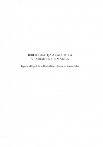 Bibliografija akademika Vladimira Bermanca / Dražen Balen, Andrea Čobić