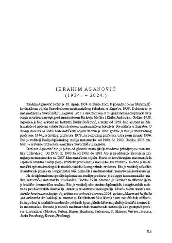 Ibrahim Aganović (1934. - 2024.) : [nekrolog] / Andrej Dujella