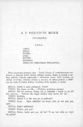 A u pozadini more : (TV-drama) / Č. Prica