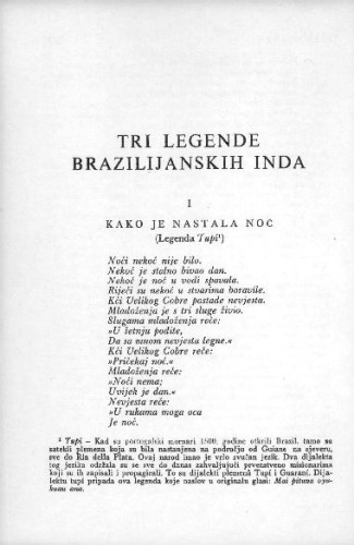 Tri legende brazilijanskih Inda / prema Ungarettijevoj obradi, s talijanskog preveli M. Paljetak i L. Paljetak