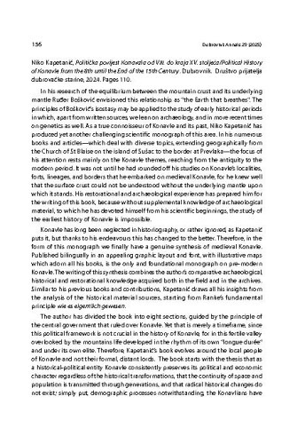 Niko Kapetanić, Politička povijest Konavala od VIII. do kraja XV. stoljeća/Political History of Konavle from the 8th until the End of the 15th Century. Dubrovnik: Društvo prijatelja dubrovačke starine, 2024. / Josip Vrandečić