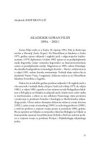 Akademik Goran Filipi : (1954. - 2021.) / Josip Bratulić