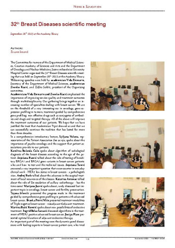 32th Breast Diseases scientific meeting. September 28th 2023 at the Academy libary
 : News & Education / Željko Soldić