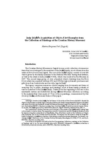 Josip Jelačić’s Acquisition of Objets d’Art (Examples from the Collection of Paintings of the Croatian History Museum) / Marina Bregovac Pisk