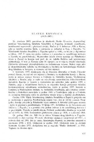 Slavko Krvavica (1920.-2003.) : [in memoriam] / Ante Svetina