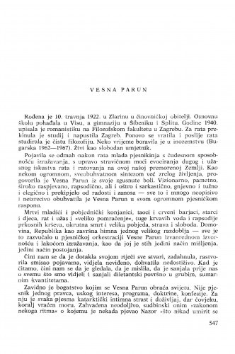 Vesna Parun : [biografije novih članova Akademije]