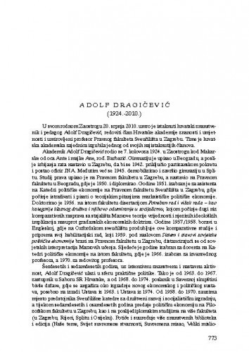 Adolf Dragičević (1924.-2010.) : [nekrolog] / Zvonimir Baletić