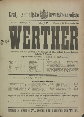 Werther : Lirska drama u tri čina (4 slike)
