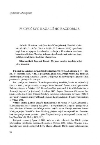 Ivkovićevo kazališno razdoblje / Ljubomir Stanojević