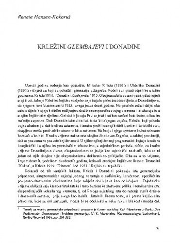 Krležini Glembajevi i Donadini / Renate Hansen-Kokoruš
