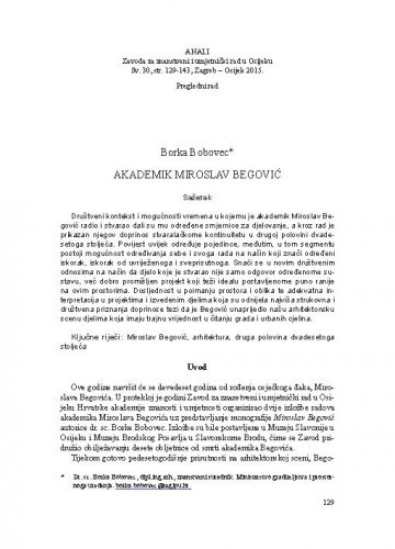 Akademik Miroslav Begović / Borka Bobovec