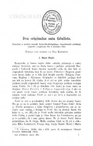Dva originalna naša fabulista : <1.> Đuro Ferić; 2. Urban Apendini / I. Kasumović