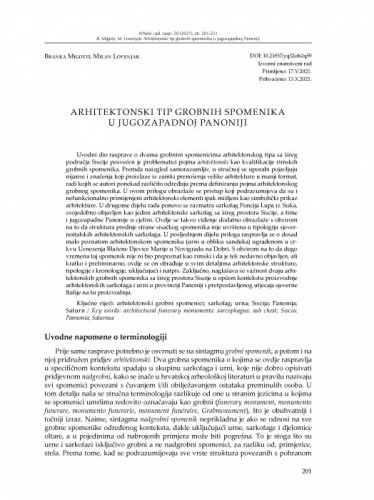 Arhitektonski tip grobnih spomenika u jugozapadnoj Panoniji / Branka Migotti, Milan Lovenjak