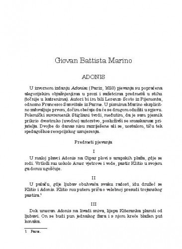 Adonis / Giovan Battista Marino ; odabir i prijevod Mladen Machiedo