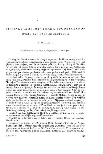 Bilješke iz života i rada Augusta Šenoe : (Šenoa kao gradski službenik) / Ivan Ulčnik