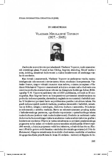 Vladimir Nikolajevič Toporov (1927.-2005.) : in memoriam / Jevgenij Paščenko