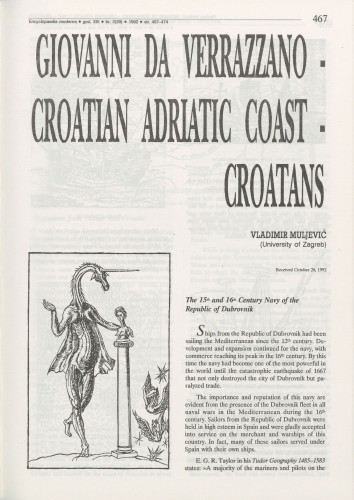 Giovani da Verrazzano - Croatian Adriatic coast - Croatans / Vladimir Muljević