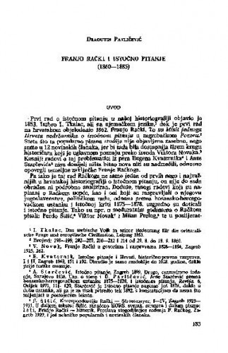 Franjo Rački i istočno pitanje (1860-1885) / Dragutin Pavličević