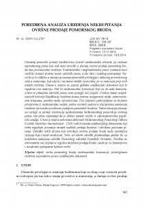 Poredbena analiza uređenja nekih pitanja ovršne prodaje pomorskog broda / Dean Vuleta