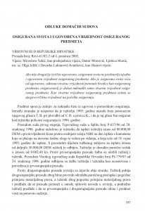 Osigurana svota i ugovorena vrijednost osiguranog predmeta : [prikaz presude] / Vesna Skorupan Wolff
