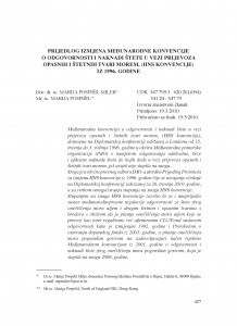 Prijedlog izmjena Međunarodne konvencije o odgovornosti i naknadi štete u vezi prijevoza opasnih i štetnih tvari morem, (HNS konvencije) iz 1996. godine / Marija Pospišil Miler, Marija Pospišil