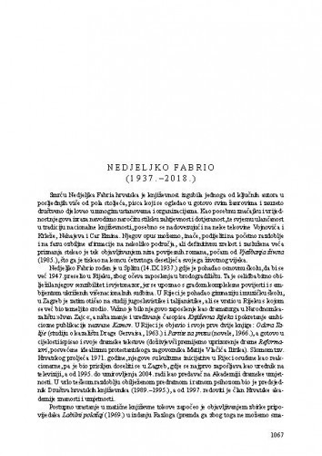 Nedjeljko Fabrio (1937.-2018.) : [nekrolog] / Tonko Maroević