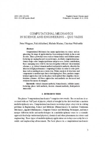 Computational Mechanics in Science and Engineering – Quo Vadis / Peter Wriggers, Fadi Aldakheel, Michele Marino, Christian Weißenfels