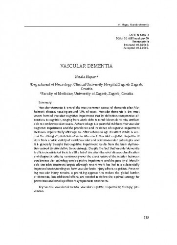 Vascular dementia / Nataša Klepac
