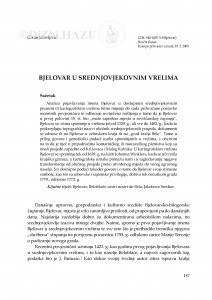 Bjelovar u srednjovjekovnim vrelima / Goran Jakovljević