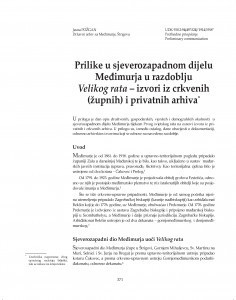 Prilike u sjeverozapadnom dijelu Međimurja u razdoblju Velikog rata - izvori iz crkvenih (župnih) i privatnih arhiva / Jasna Požgan