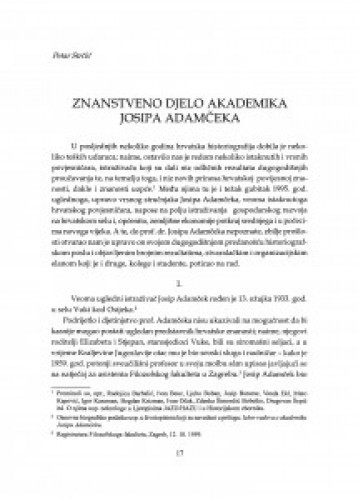 Znanstveno djelo akademika Josipa Adamčeka