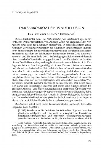 Der Serbokroatismus als Illusion : Das Fazit einer deutschen Dissertation : [prikaz] / Leopold Auburger