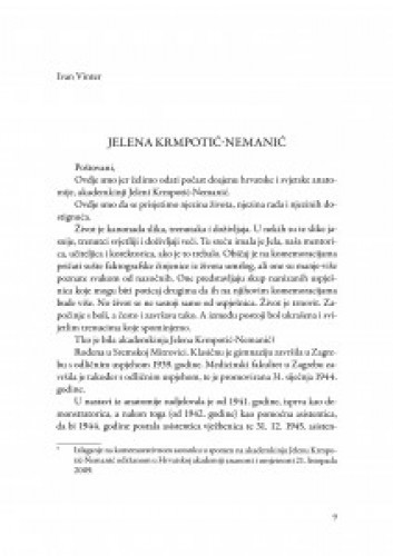 Jelena Krmpotić-Nemanić : [izlaganje na komemorativnom sastanku u spomen na akademkinju Jelenu Krmpotić-Nemanić održanom u Hrvatskoj akademiji znanosti i umjetnosti 21. listopada 2009.] / Ivan Vinter