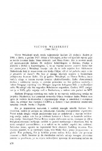 Victor Weisskopf (1908.-2002.) : [in memoriam] / Vladimir Paar