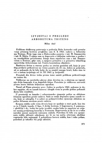 Izvještaj o pregledu Arboretuma Trsteno / M. Anić