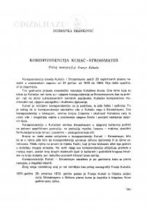 Korespondencija Kuhač-Strossmayer : prilog monografiji Franje Kuhača / D. Franković