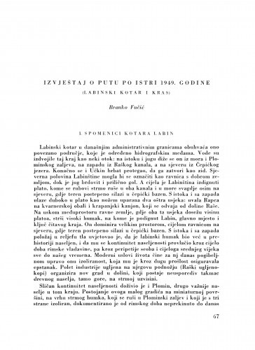 Izvještaj o putu po Istri 1949. godine (Labinski kotar i Kras) / B. Fučić