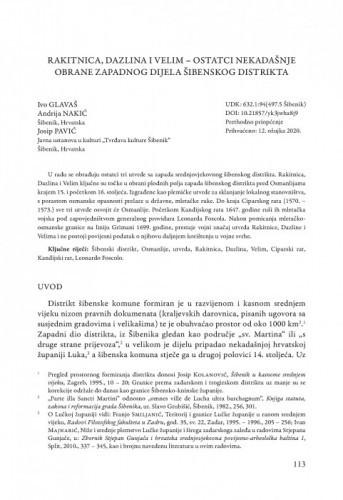 Rakitnica, Dazlina i Velim – ostatci nekadašnje obrane zapadnog dijela šibenskog distrikta / Ivo Glavaš, Andrija Nakić, Josip Pavić