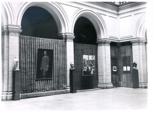 Izložba Jugoslavenske akademije znanosti i umjetnosti u čast četrdesetgodišnjice osnivanja Komunističke partije Jugoslavije, Zagreb, Atrij Stare galerije,5.IV.1959.