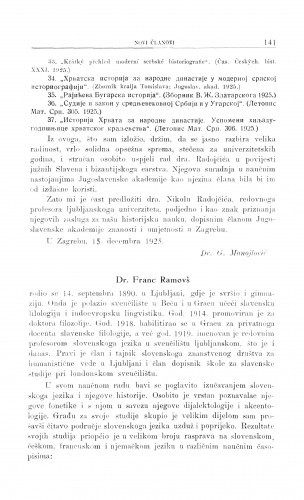 Dr. Franc Ramovš / A. Musić