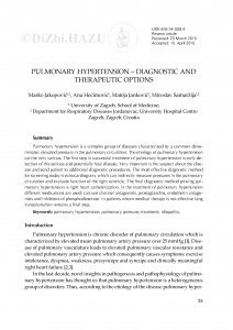 Pulmonary hypertension - Diagnostic and therapeutic options / Marko Jakopović, Ana Hećimović, Mateja Janković, Miroslav Samaržija