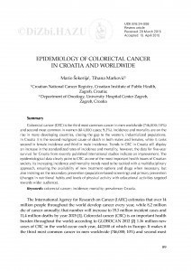 Epidemiology of colorectal cancer in Croatia and worldwide / Mario Šekerija, Tihana Marković