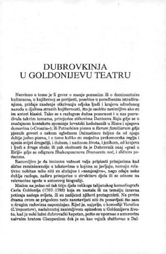 Dubrovkinja u Goldonijevu teatru / Frano Čale 
