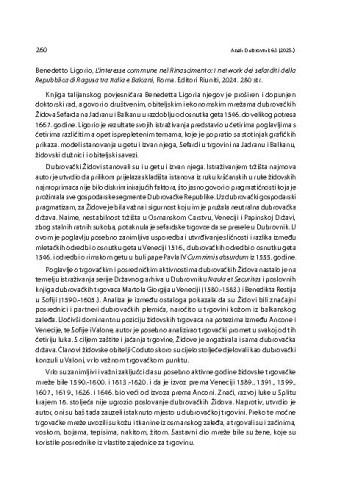 Benedetto Ligorio, L'interesse commune nel Rinascimento: I network dei sefarditi della Repubblica di Ragusa tra Italia e Balcani,
Roma: Editori Riuniti, 2024. : [prikaz] / Vesna Miović